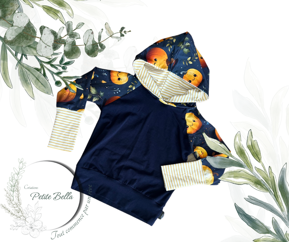 Hoodie citrouille lignée 12-36 mois