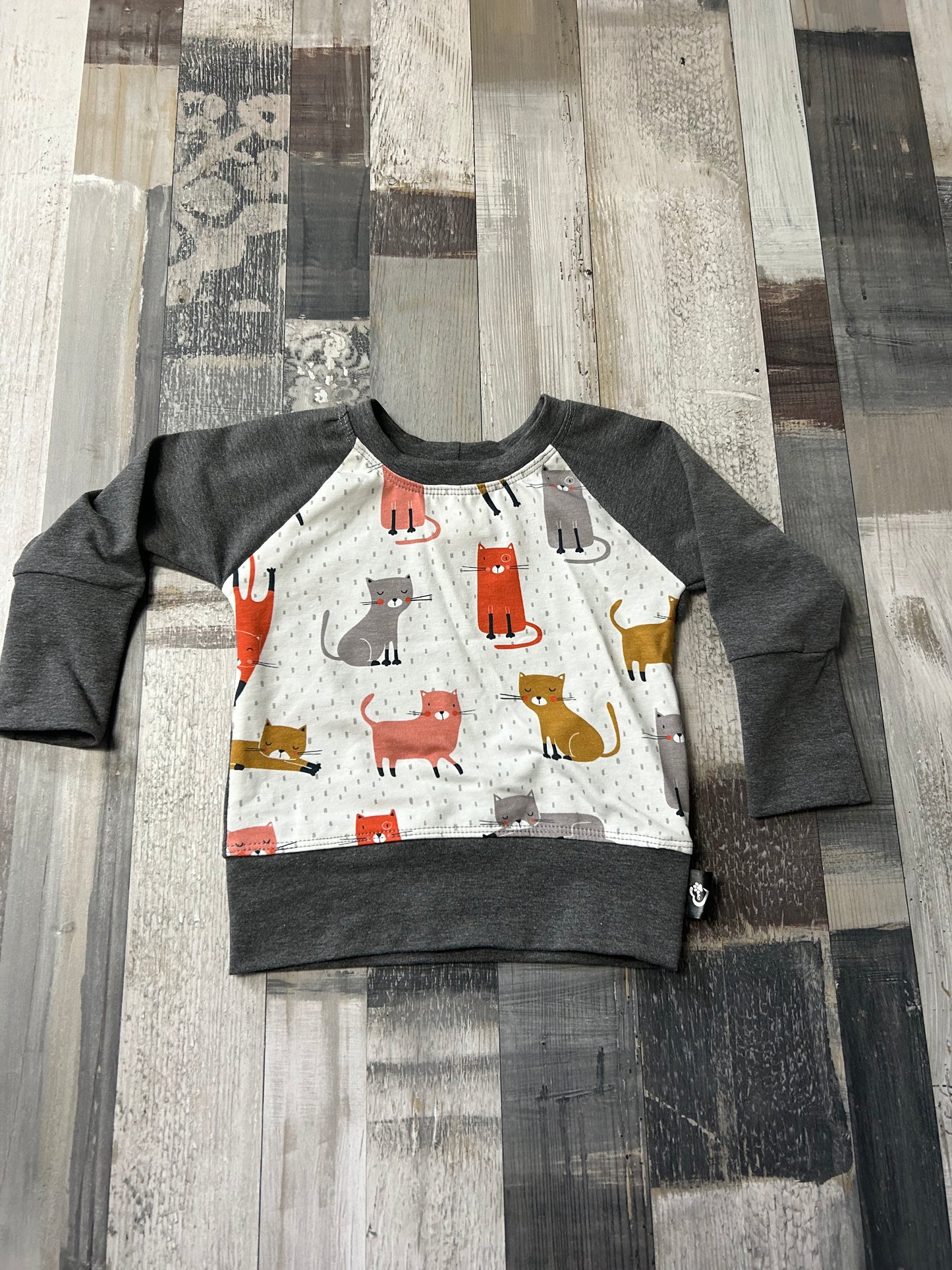 Crewneck évolutif 3-12 mois gris /chat