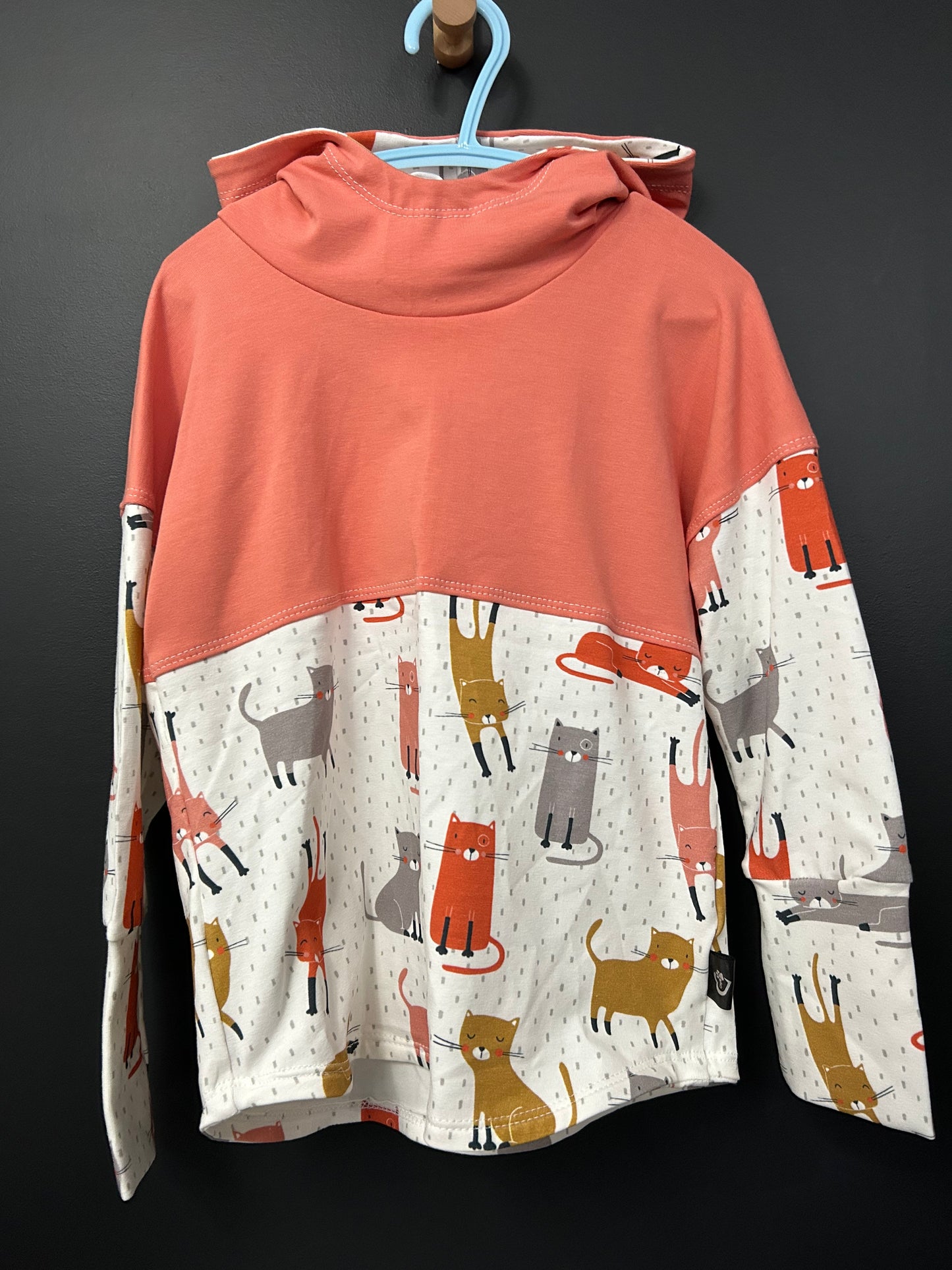 Hoodie slouchy 3-6 ans chat/corail pâle