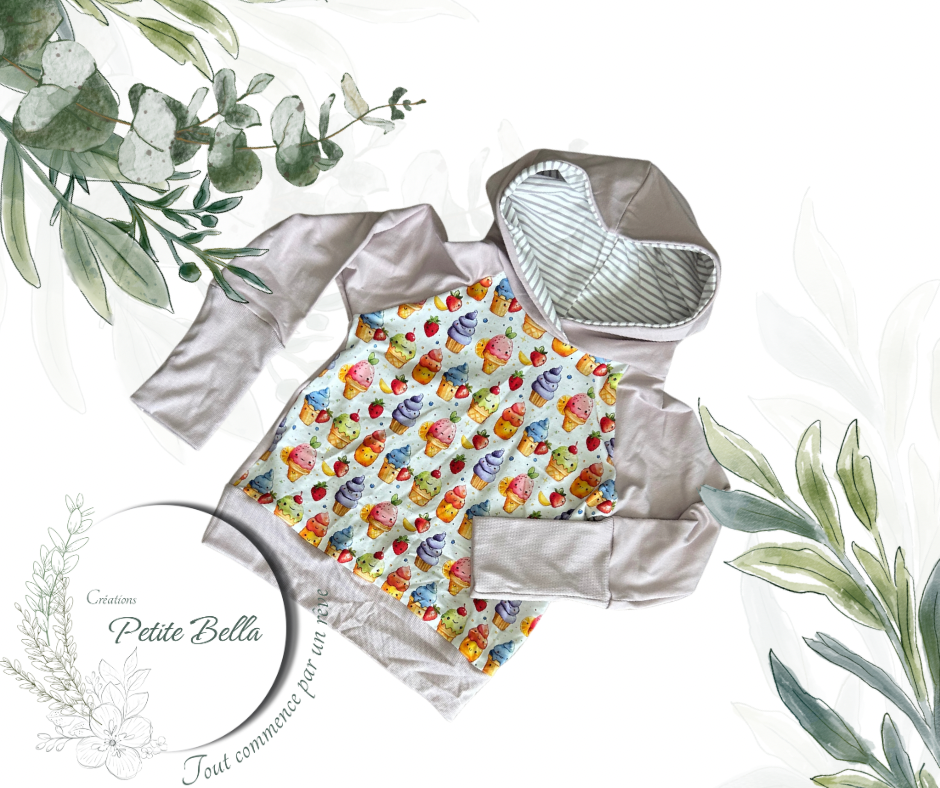 Hoodie cupcake 3-6 ans