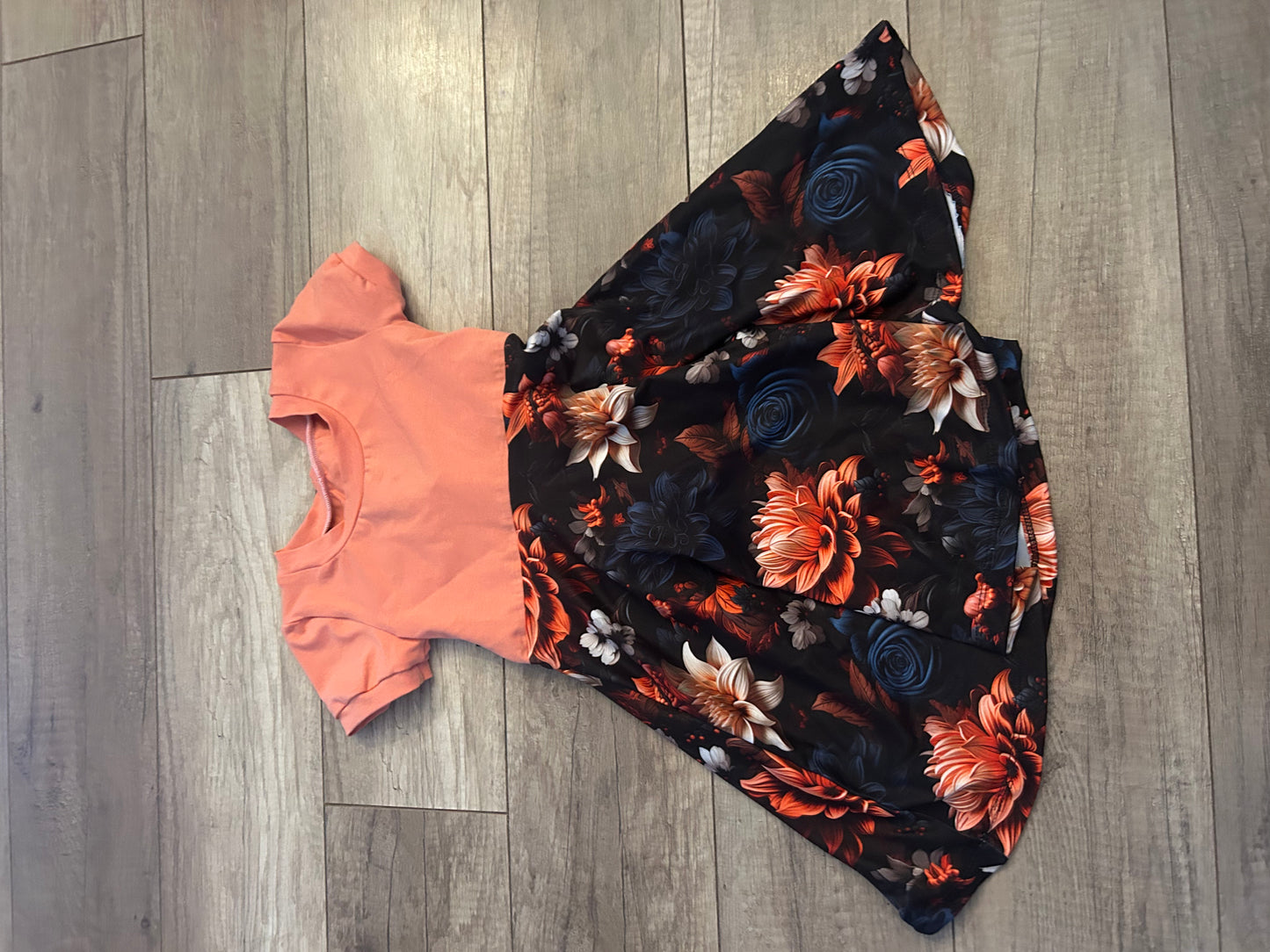 robe grosse fleur corail 12-36 mois