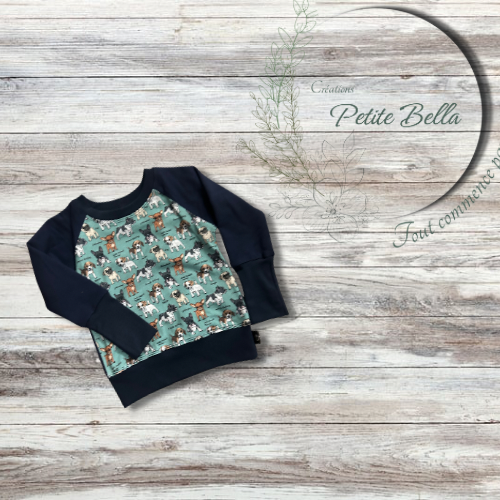 Crewneck chien/coton ouaté marine