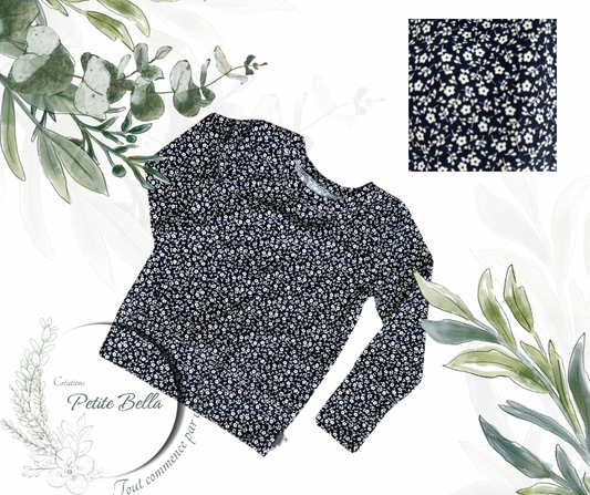 Chandail basique fleurs marine