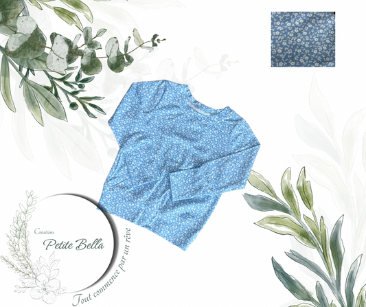 Chandail basique fleurs bleu pâle 12-36 mois