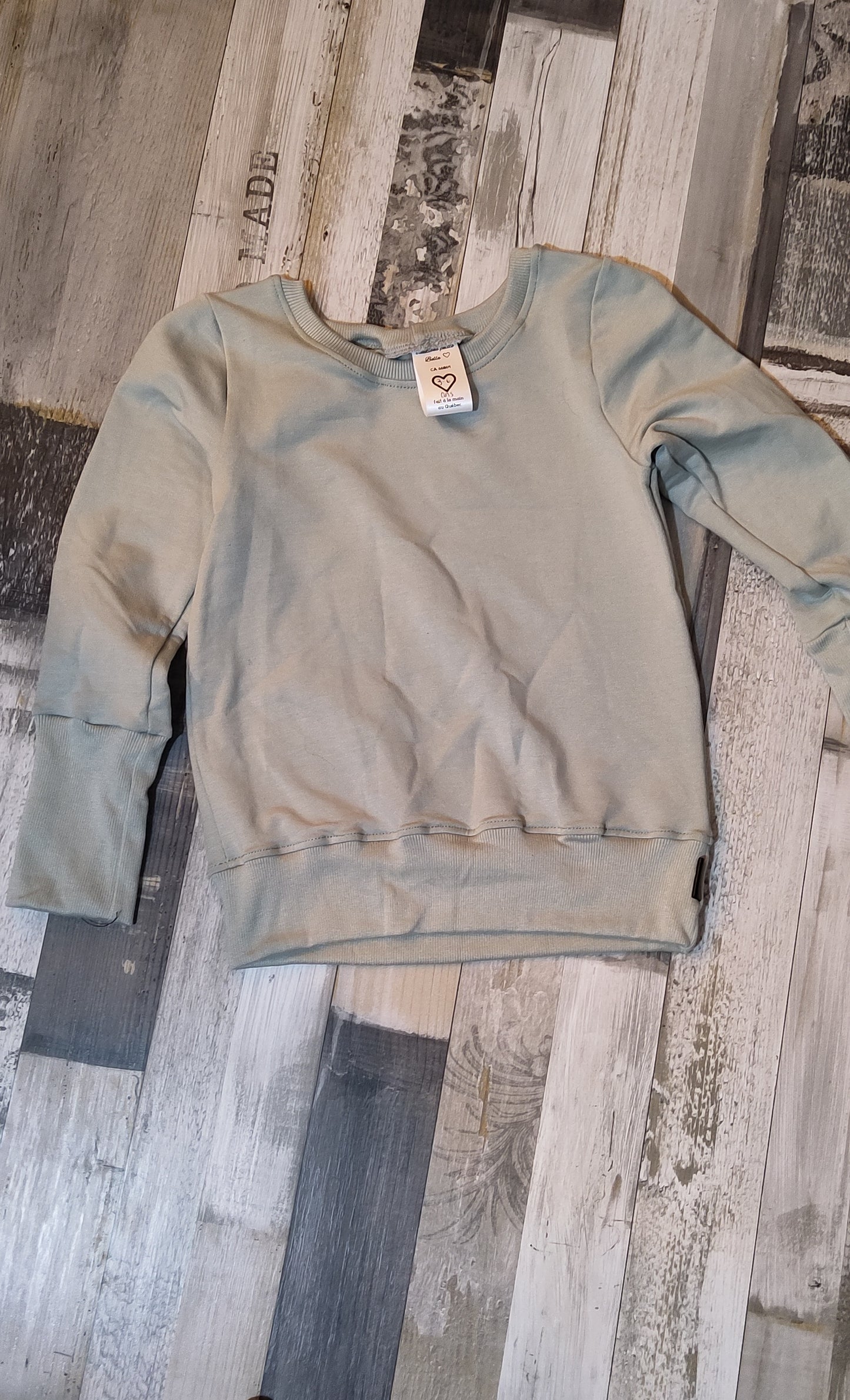 Crewneck french terry bambou sauge 3-6 ans